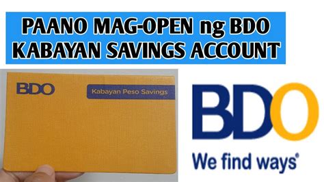 bdo kabayan savings account number sample|Paano Mag Add Ng Money Sa Urpay Gamit ATM BDO Kabayan .